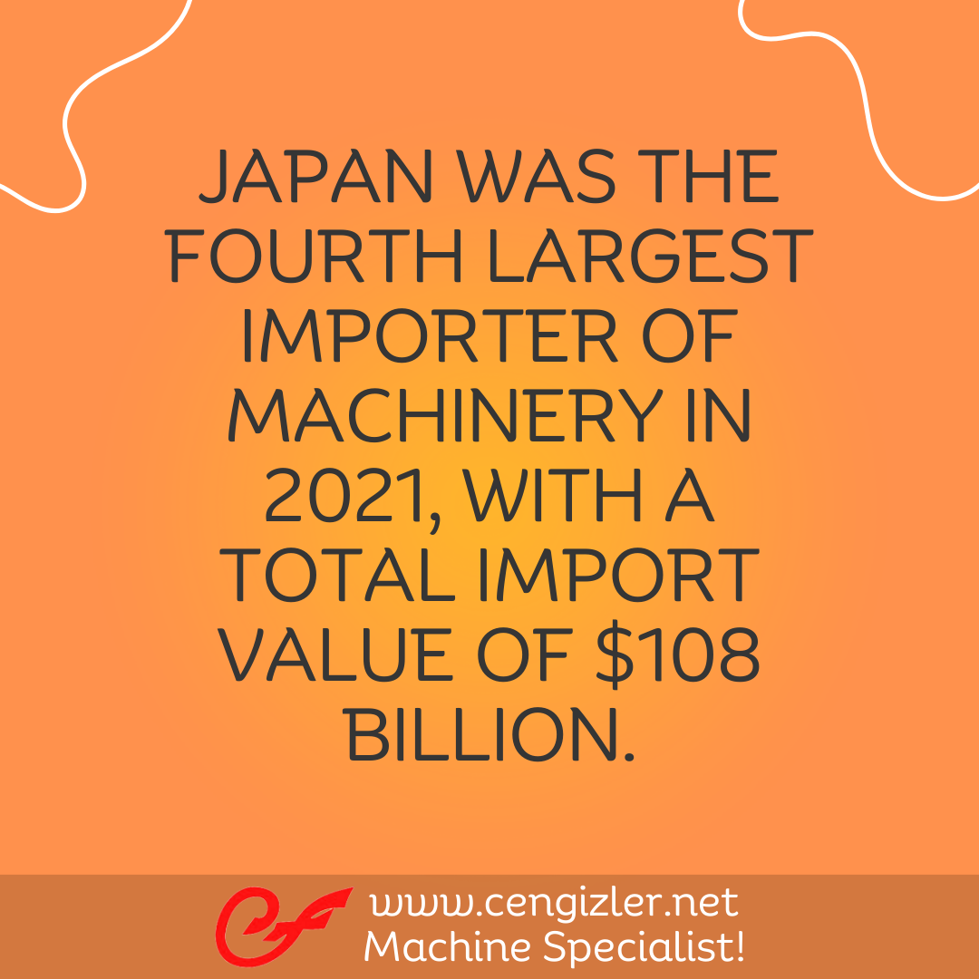 5 Japan was the fourth largest importer of machinery in 2021, with a total import value of $108 billion